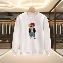 ŞAPKALI AYI BASKILI BEYAZ SWEATSHİRT