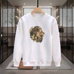 ASLAN BASKILI BEYAZ SWEATSHİRT