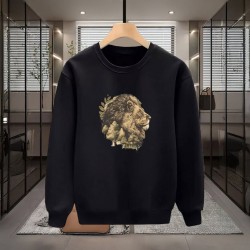 ASLAN BASKILI SİYAH SWEATSHİRT