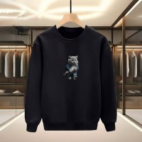 BALIK KEDİ BASKILI SİYAH SWEATSHİRT