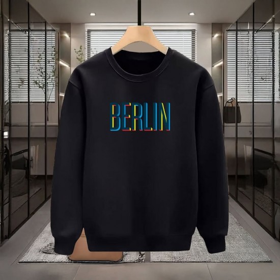 BERLİN BASKILI SİYAH SWEATSHİRT