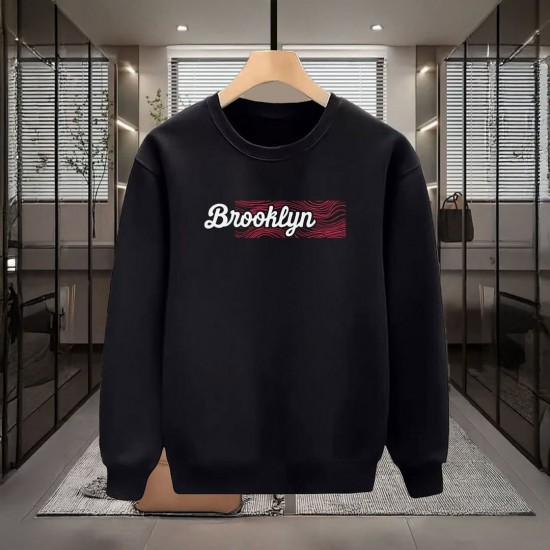 BROOKLYN BASKILI SİYAH SWEATSHİRT