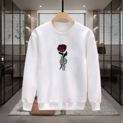 İSKELET GÜL BASKILI BEYAZ SWEATSHİRT