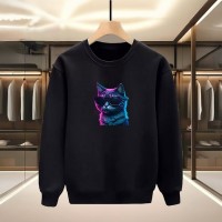 KEDİ BASKILI SİYAH SWEATSHİRT