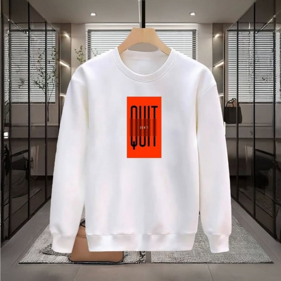 QUİT BASKILI BEYAZ SWEATSHİRT