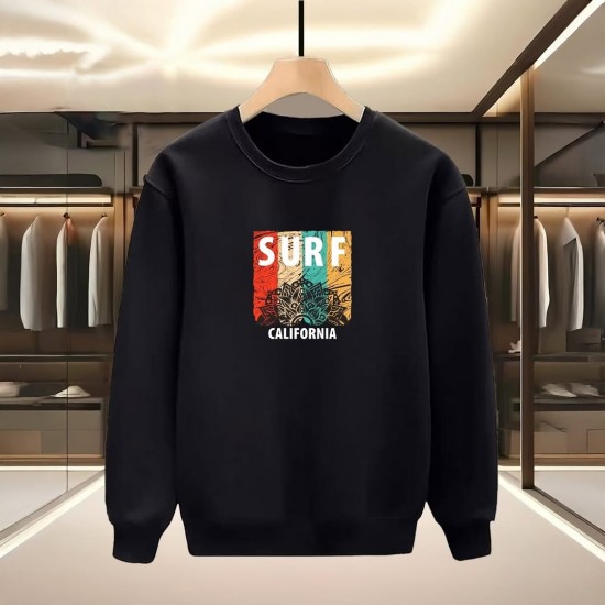 SURF BASKILI SİYAH SWEATSHİRT