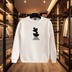 GEOMETRİK ŞEKİL BASKILI BEYAZ SWEATSHİRT