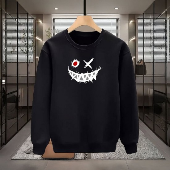 MONSTER SMİLE BASKILI SİYAH SWEATSHİRT
