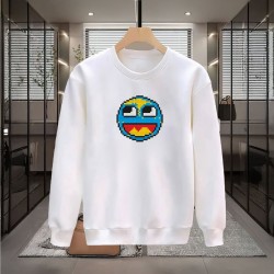 PİKSEL SMİLE BASKILI BEYAZ SWEATSHİRT