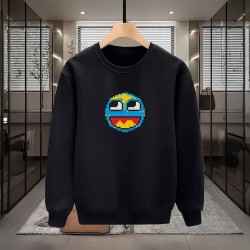 PİKSEL SMİLE BASKILI SİYAH SWEATSHİRT