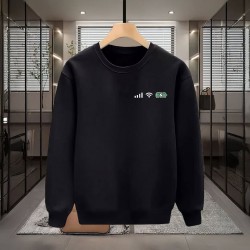 Wİ-Fİ BASKILI SİYAH SWEATSHİRT