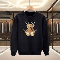 ÇİZGİLİ AYI BASKILI SİYAH SWEATSHİRT