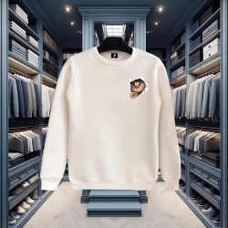 CAT BASKILI BEYAZ SWEATSHİRT