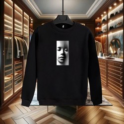 PORTRE BASKILI SİYAH SWEATSHİRT